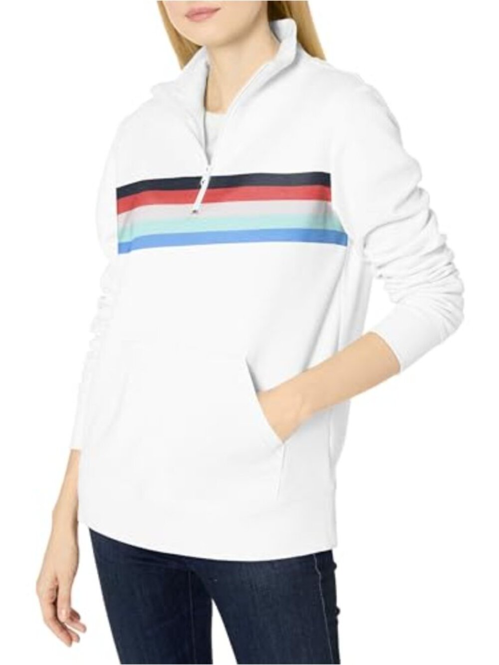 Women's French Terry Fleece Quarter-Zip Pullover Sweatshirt